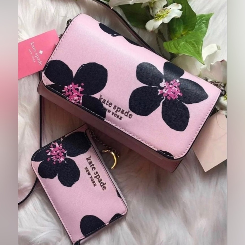 Kate Spade Cameron Grand Flora Crossbody + Matching Wallet Set Feminine - Picture 3 of 9